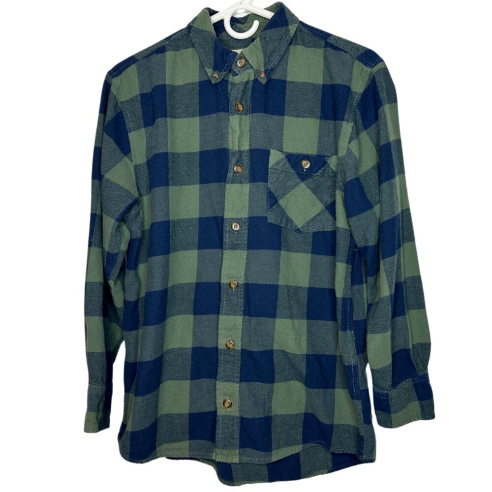 Field & Stream Green and Blue Casual Button Down Shirt | Mens Small Flannel